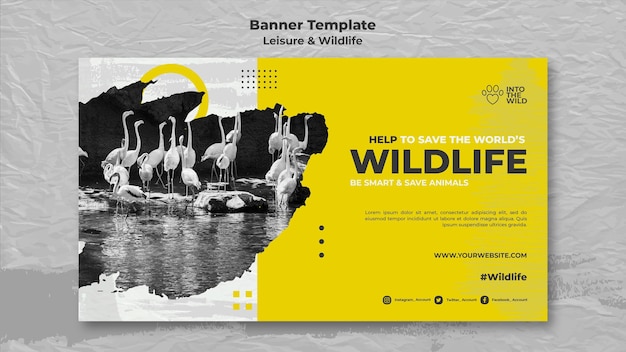 Free PSD horizontal banner for wildlife and environment protection