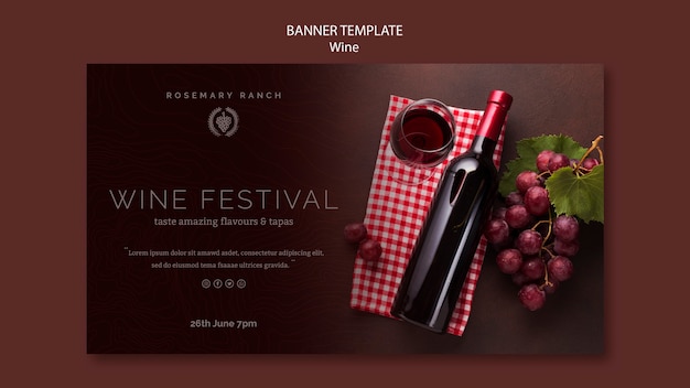 Free PSD horizontal banner for wine tasting