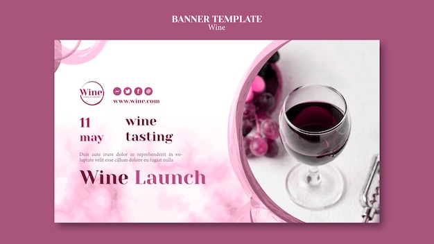 Free PSD horizontal banner for wine tasting