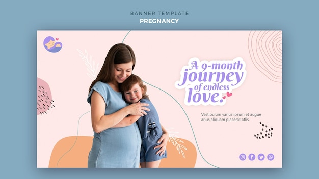 Free PSD horizontal banner with pregnant woman