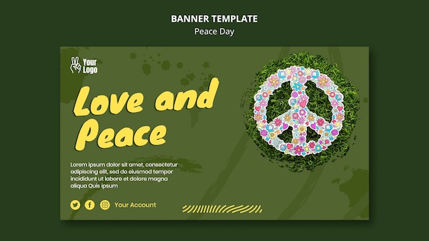 Free PSD horizontal banner for world peace day