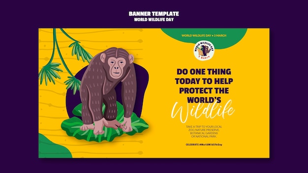 Free PSD horizontal banner for world wildlife day celebration