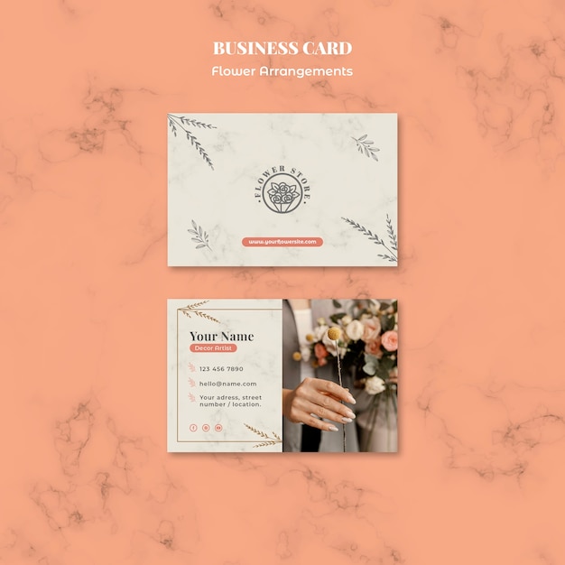 Free PSD horizontal business card for floral arrangements shop