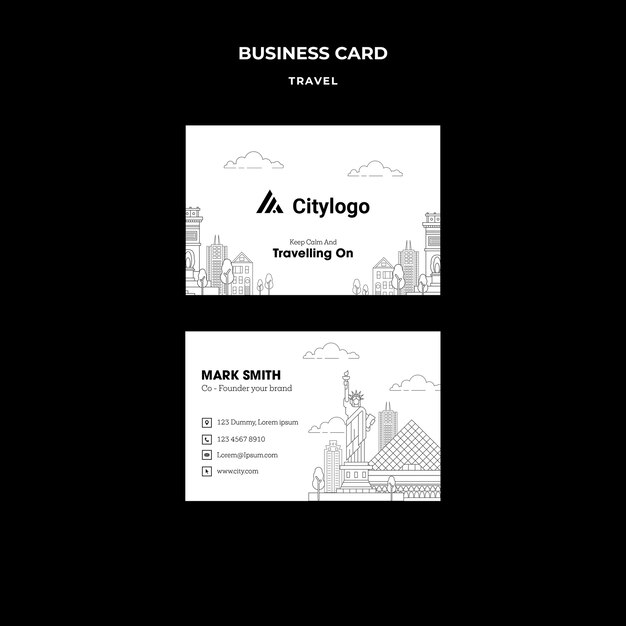 Horizontal business card template for city traveling