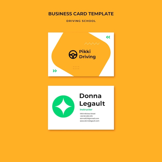 Horizontal business card template for driving school