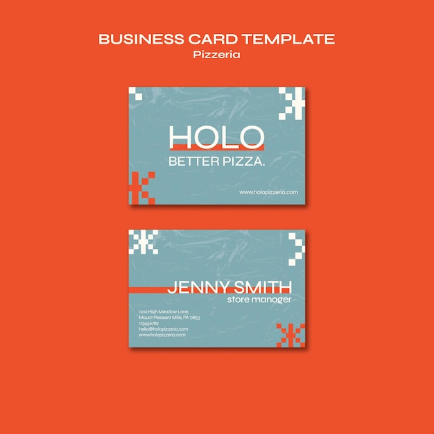 Horizontal business card template for italian pizza restaurant