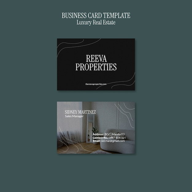 Free PSD horizontal business card template for luxury real estate