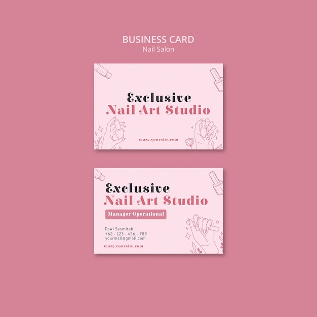 Free PSD horizontal business card template for nail salon business