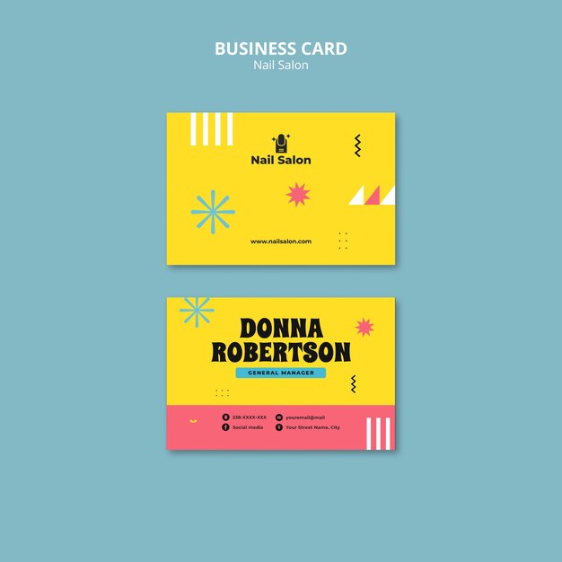 Horizontal business card template for nail salon business