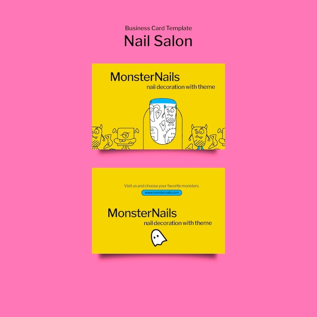 Free PSD horizontal business card template for nail salon business