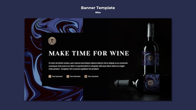 Horizontal template for wine business banner