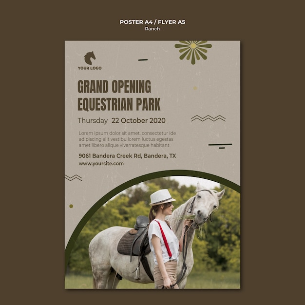 Free PSD horse ranch poster template