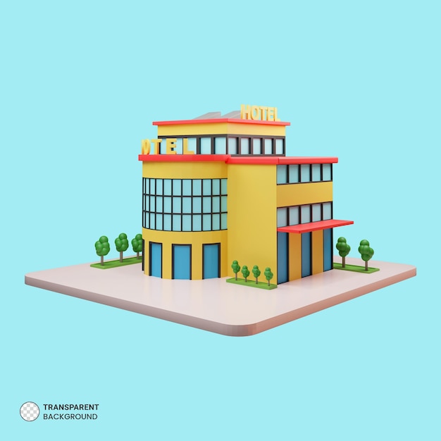 Free PSD hotel building 3d icon isolated 3d render illustration