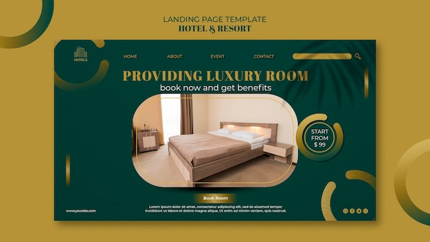 Free PSD hotel & resort concept landing page template