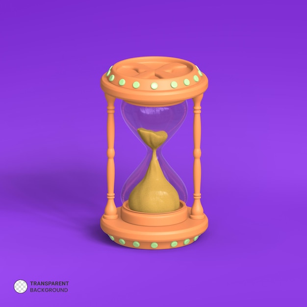 Free PSD hourglass sand clock isolated icon 3d render illustration