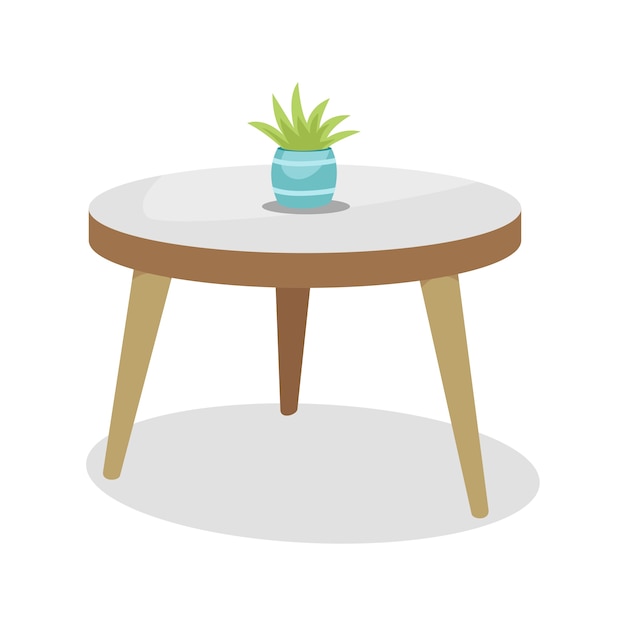 Free PSD house furniture illustration with table and plant