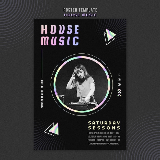 Free PSD house music ad template poster