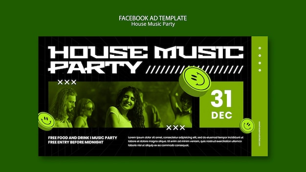 Free PSD house music party facebook template