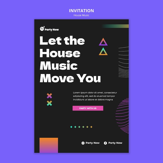 Free PSD house music party invitation template