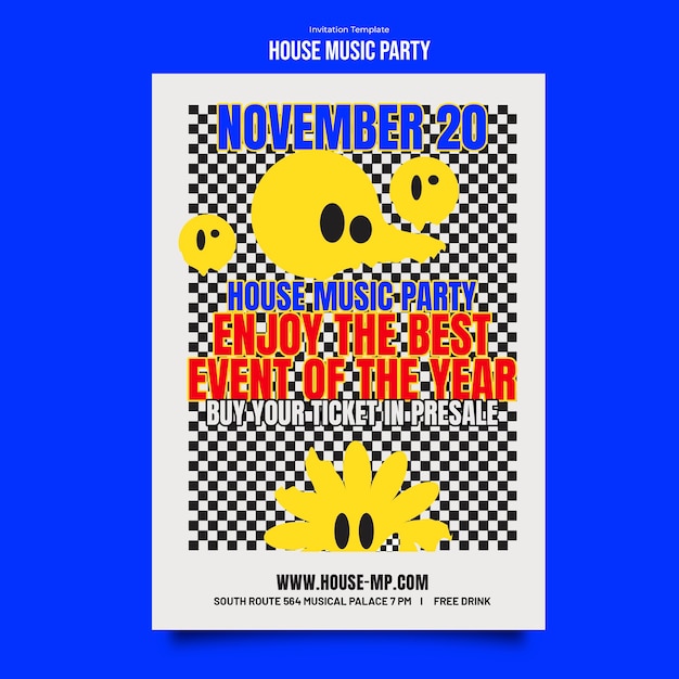 House music party invitation template