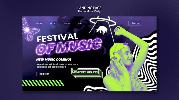 Free PSD house music party landing page template