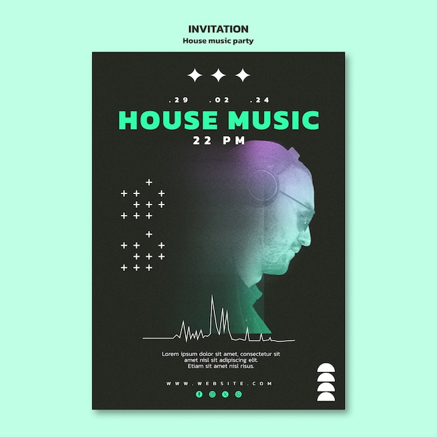 Free PSD house music party template design