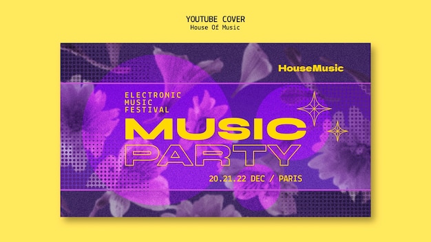 Free PSD house music party  youtube cover template