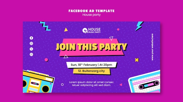 Free PSD house party facebook template