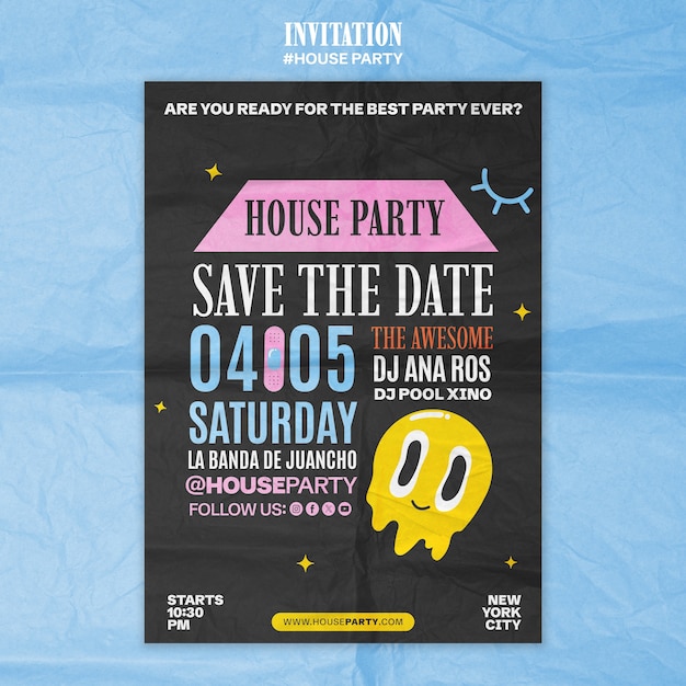 Free PSD house party invitation template