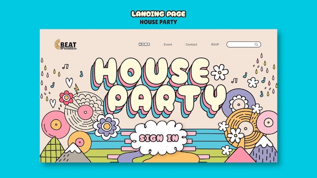 Free PSD house party landing page template