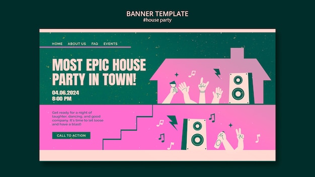 Free PSD house party template design