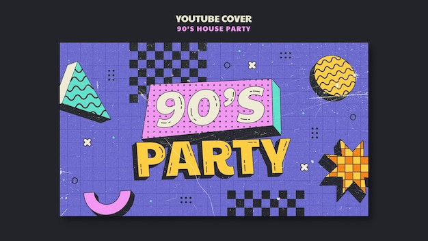 Free PSD house party  youtube cover  template