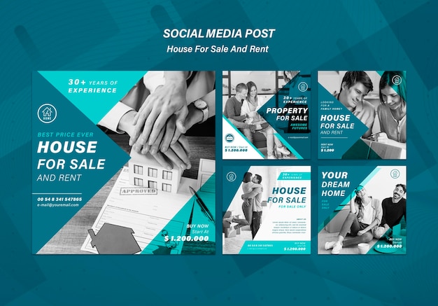 Free PSD house selling social media posts