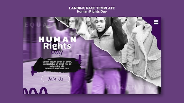 Free PSD human rights day celebration landing page