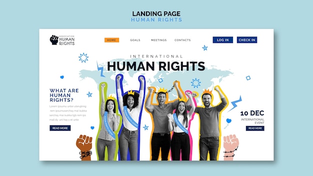 Free PSD human rights day celebration landing page