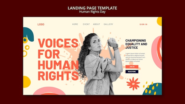 Free PSD human rights day celebration landing page