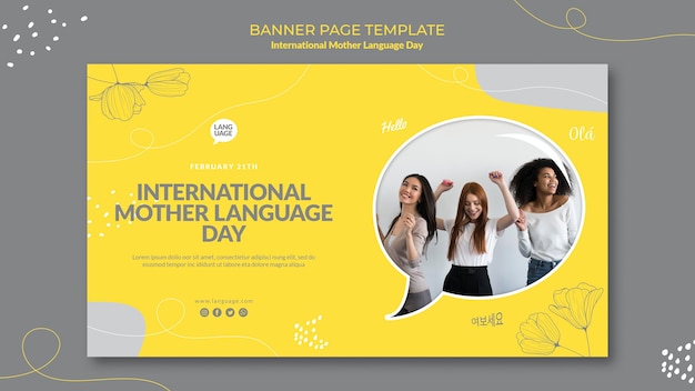 Free PSD i
en
nternational mother language day banner