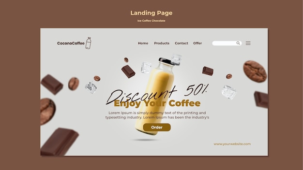 Free PSD ice coffee chocolate home page