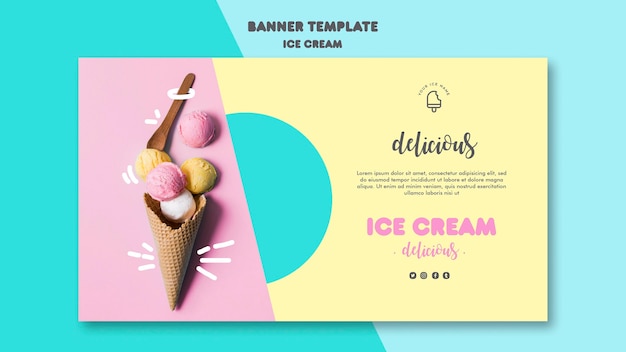 Ice cream banner template design