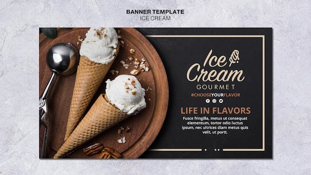 Free PSD ice cream concept banner template