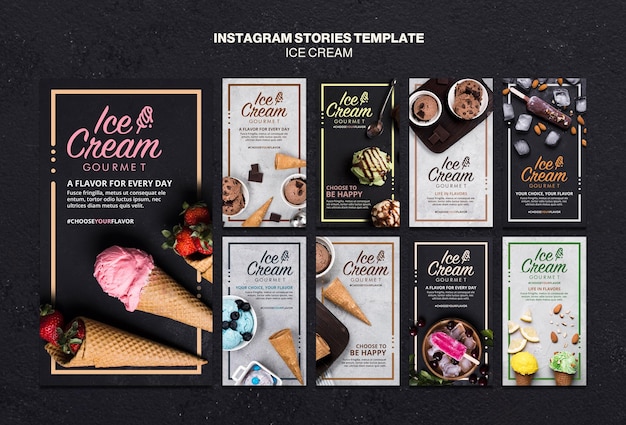 Free PSD ice cream concept instagram stories template