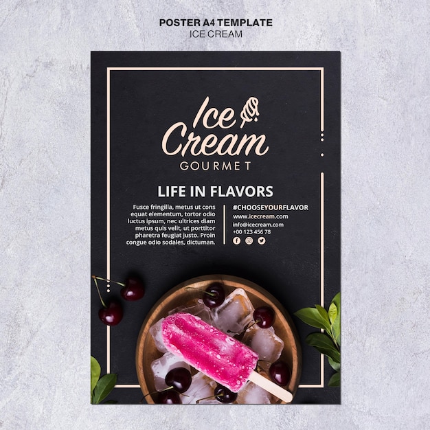 Free PSD ice cream concept poster template