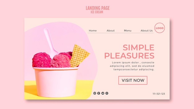 Free PSD ice cream cup landing page