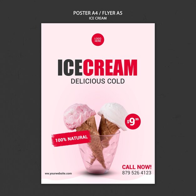 Ice cream shop poster template