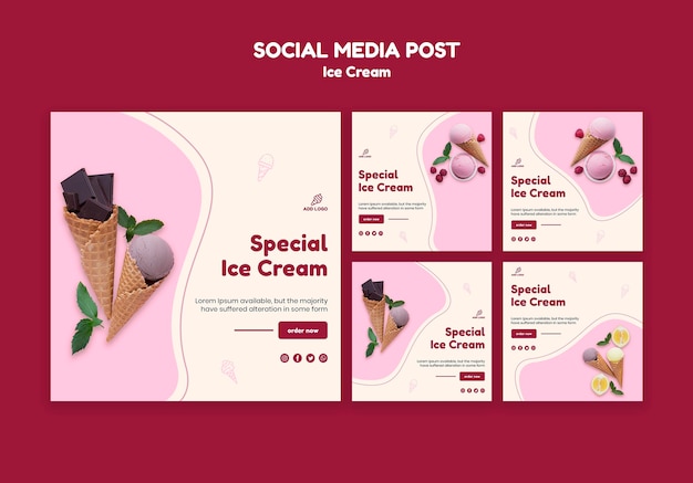 Free PSD ice cream shop social media post