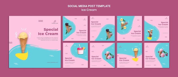 Ice cream store social media post template