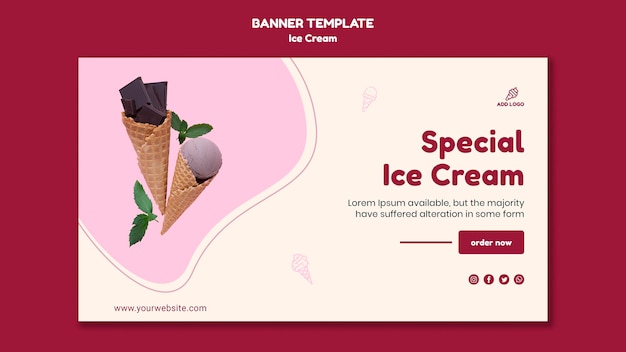 Free PSD ice cream template banner