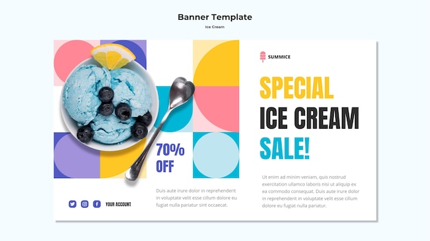 Free PSD ice cream template banner