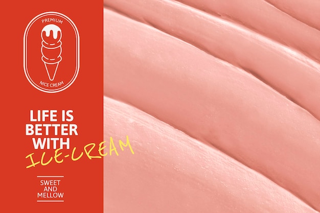 Free PSD ice cream template psd with pink frosting texture for blog banner