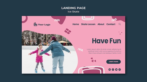 Ice skate landing page design